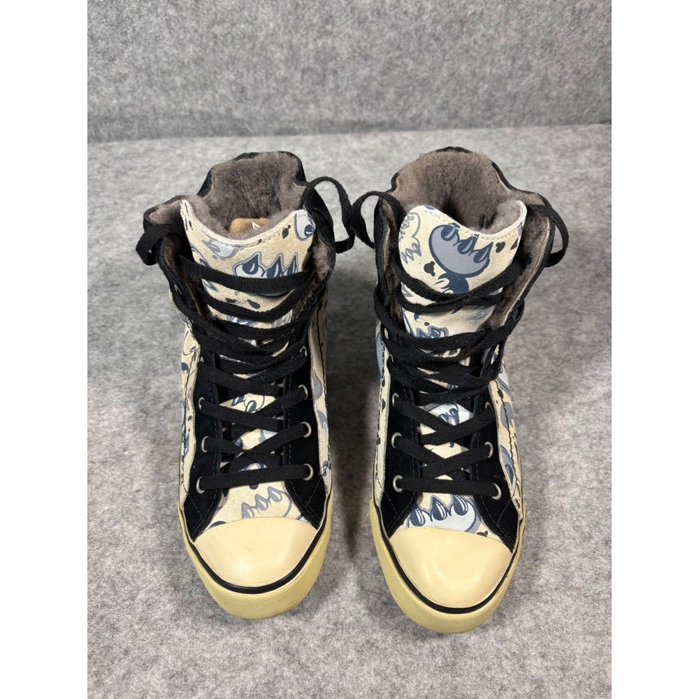 UGG Stellah Claw Graffiti Fur Lined High Top Sneakers Short Boots RARE/DISC Sz 5 - Picture 3 of 9